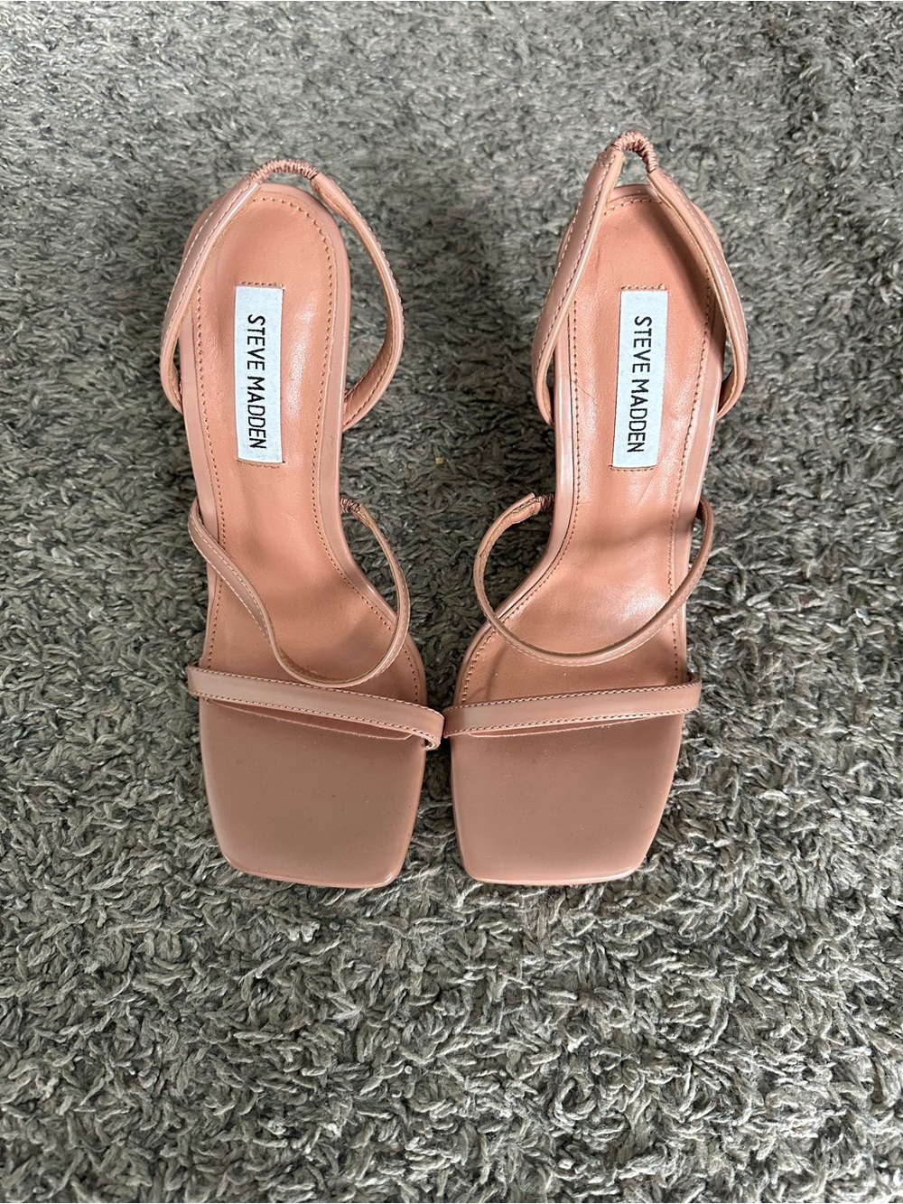 Steve Madden Nude Strappy Square-Toe Heels
